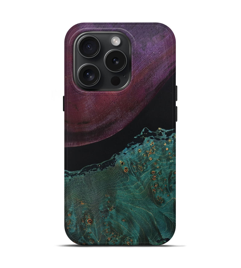 iPhone 15 Pro Wood+Resin Live Edge Phone Case - Tyra (Pure Black, 668114)