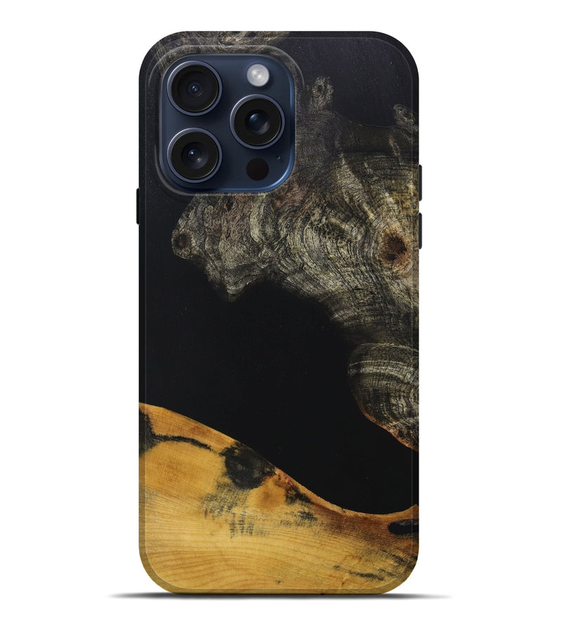 iPhone 15 Pro Max Wood+Resin Live Edge Phone Case - Javier (Pure Black, 668116)
