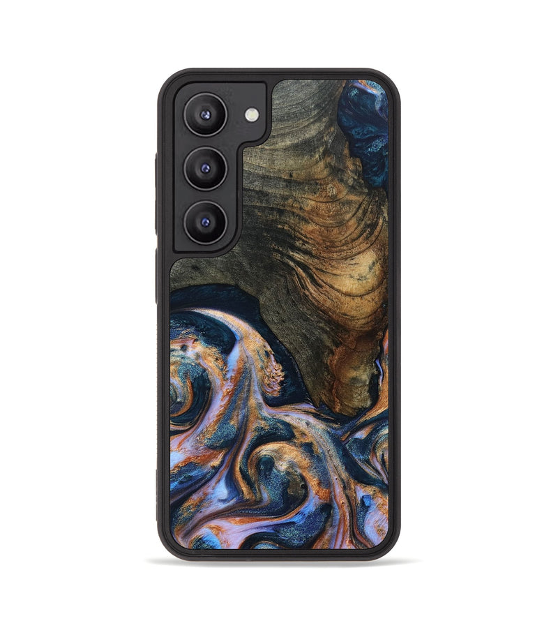 Galaxy S23 Wood+Resin Phone Case - Nelson (Teal & Gold, 668133)