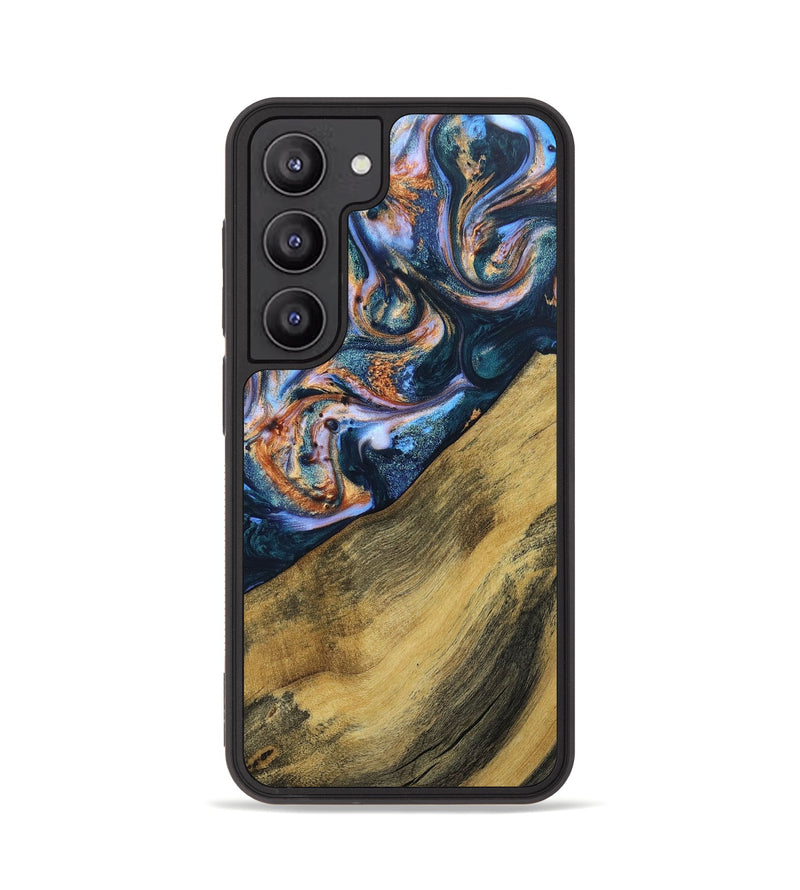 Galaxy S23 Wood+Resin Phone Case - Julissa (Teal & Gold, 668135)