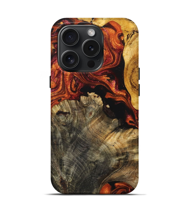 iPhone 15 Pro Wood+Resin Live Edge Phone Case - Scott (Red, 668239)