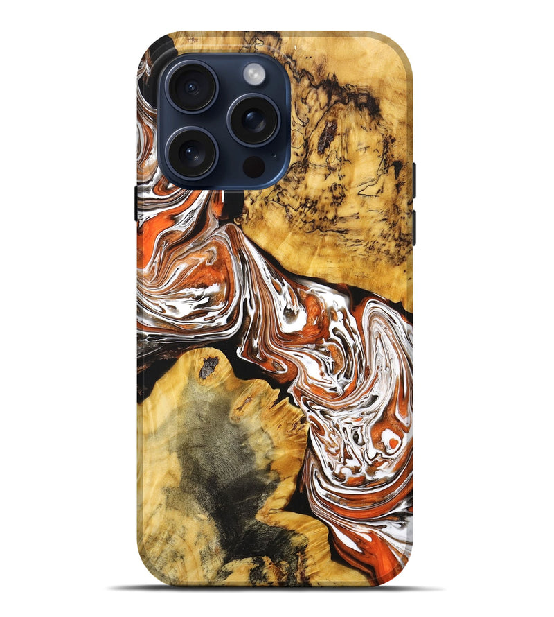 iPhone 15 Pro Max Wood+Resin Live Edge Phone Case - Carlton (Red, 668240)