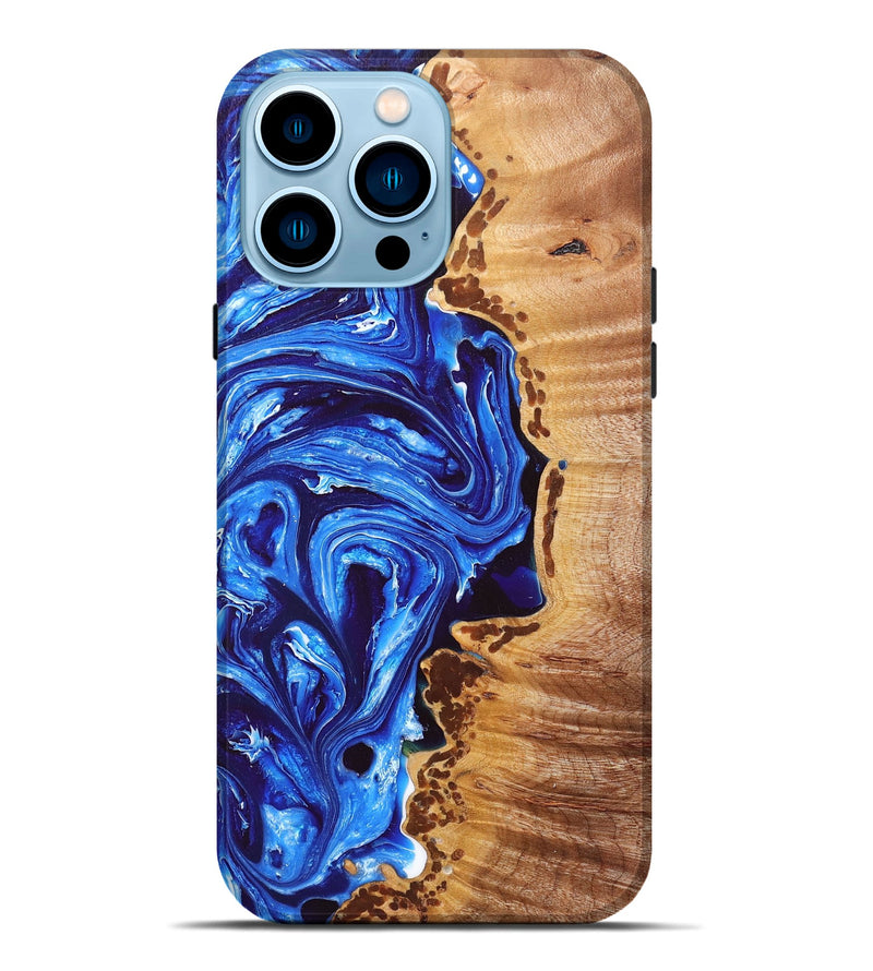 iPhone 14 Pro Max Wood+Resin Live Edge Phone Case - Alison (Blue, 668250)
