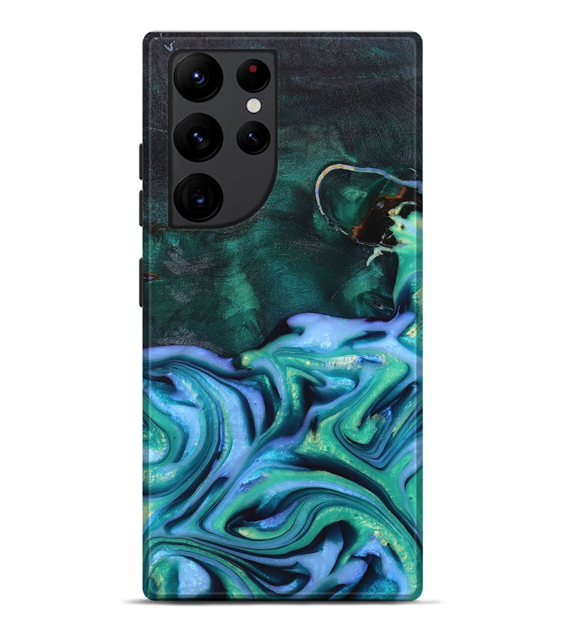 Galaxy S22 Ultra Wood+Resin Live Edge Phone Case - Frances (Green, 668254)