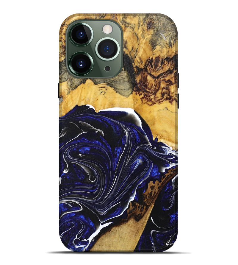 iPhone 13 Pro Max Wood+Resin Live Edge Phone Case - Jayla (Blue, 668257)