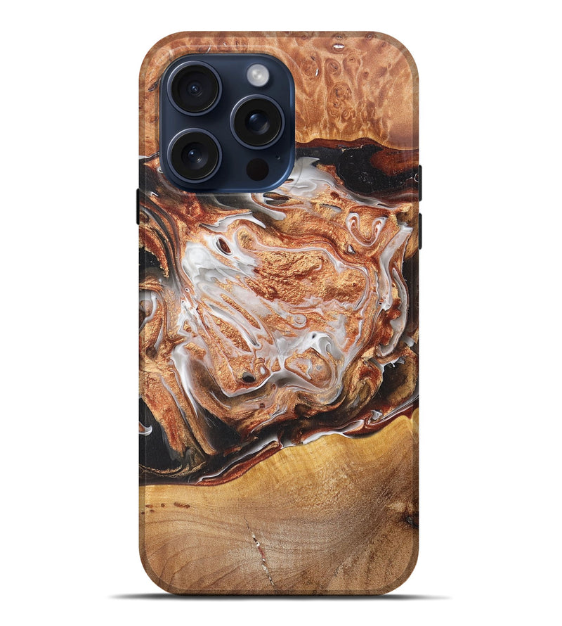 iPhone 15 Pro Max Wood+Resin Live Edge Phone Case - Harper (Black & White, 668267)