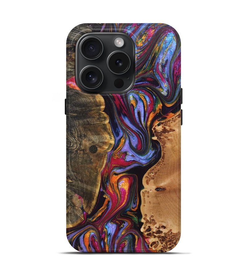 iPhone 15 Pro Wood+Resin Live Edge Phone Case - Edna (Purple, 668271)