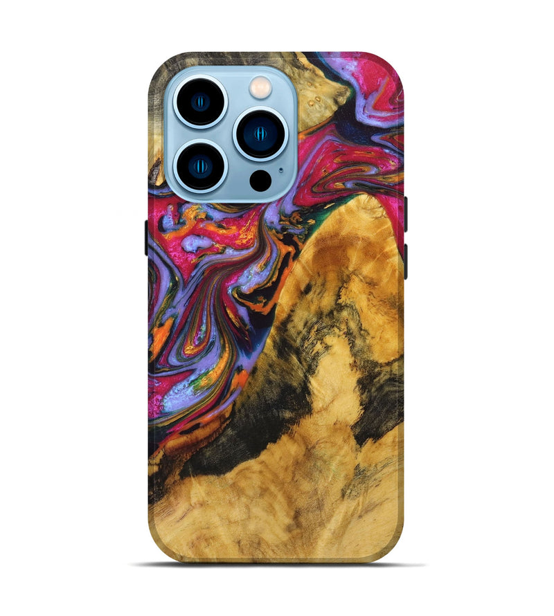 iPhone 14 Pro Wood+Resin Live Edge Phone Case - Homer (Purple, 668272)