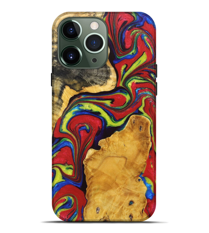 iPhone 13 Pro Max Wood+Resin Live Edge Phone Case - Maliyah (Red, 668273)