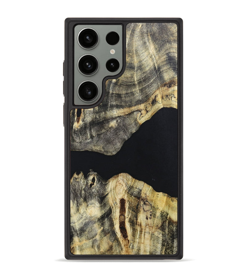Galaxy S23 Ultra Wood+Resin Phone Case - Lorene (Pure Black, 668389)