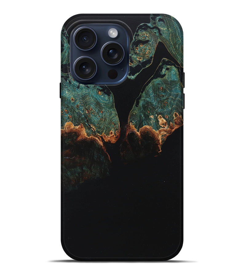 iPhone 15 Pro Max Wood+Resin Live Edge Phone Case - Jimmy (Pure Black, 668517)
