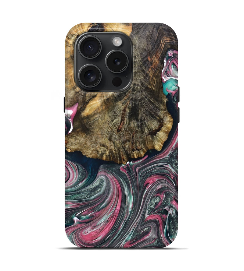 iPhone 15 Pro Wood+Resin Live Edge Phone Case - Trinity (Purple, 668519)