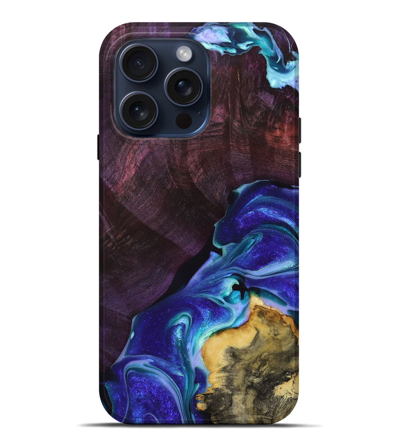 iPhone 15 Pro Max Wood+Resin Live Edge Phone Case - Giselle (Purple, 668521)