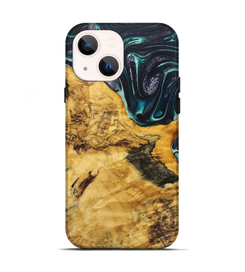 iPhone 13 Wood+Resin Live Edge Phone Case - Rebecca (Green, 668523)
