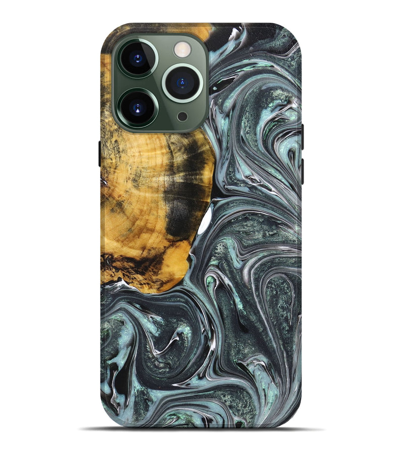 iPhone 13 Pro Max Wood+Resin Live Edge Phone Case - Bianca (Green, 668531)