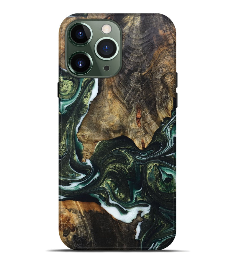 iPhone 13 Pro Max Wood+Resin Live Edge Phone Case - Georgia (Green, 668534)