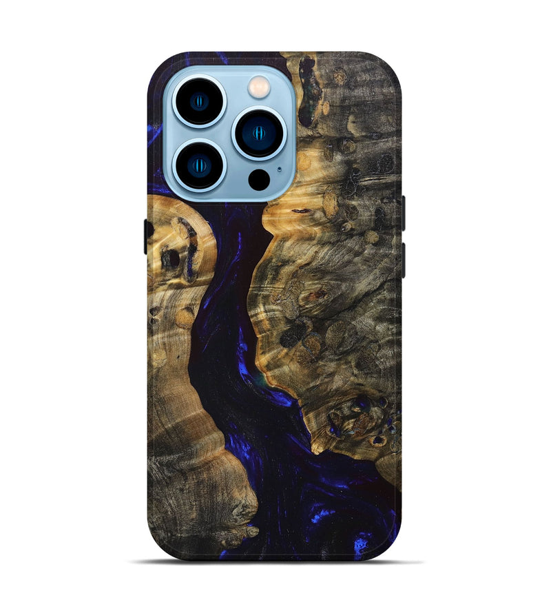 iPhone 14 Pro Wood+Resin Live Edge Phone Case - Alessandra (Blue, 668546)