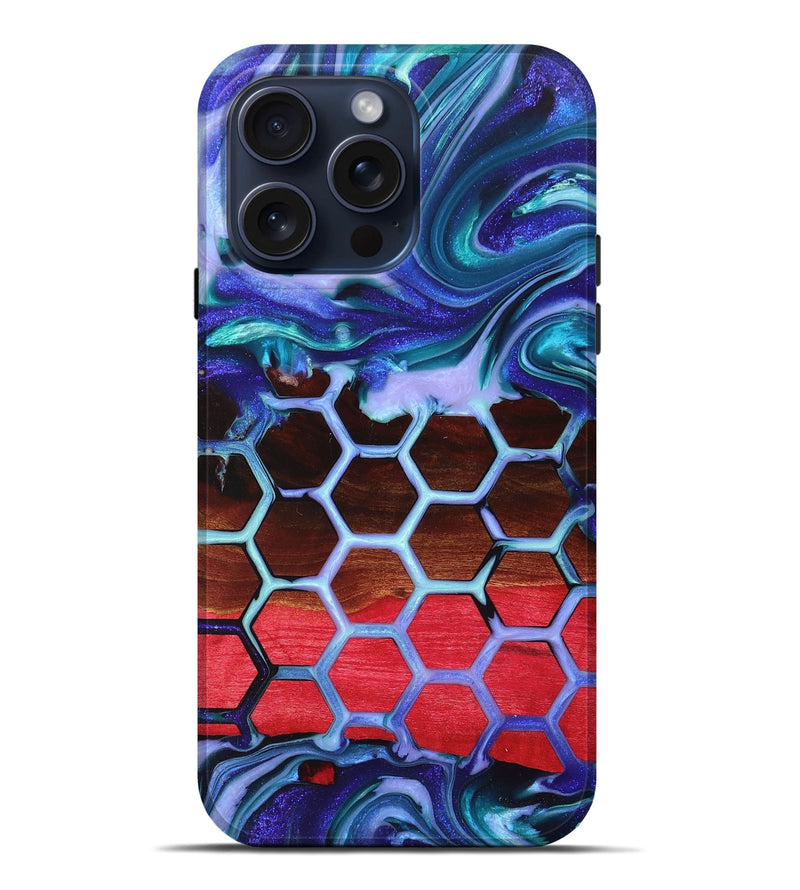 iPhone 15 Pro Max Wood+Resin Live Edge Phone Case - Gene (Pattern, 668553)