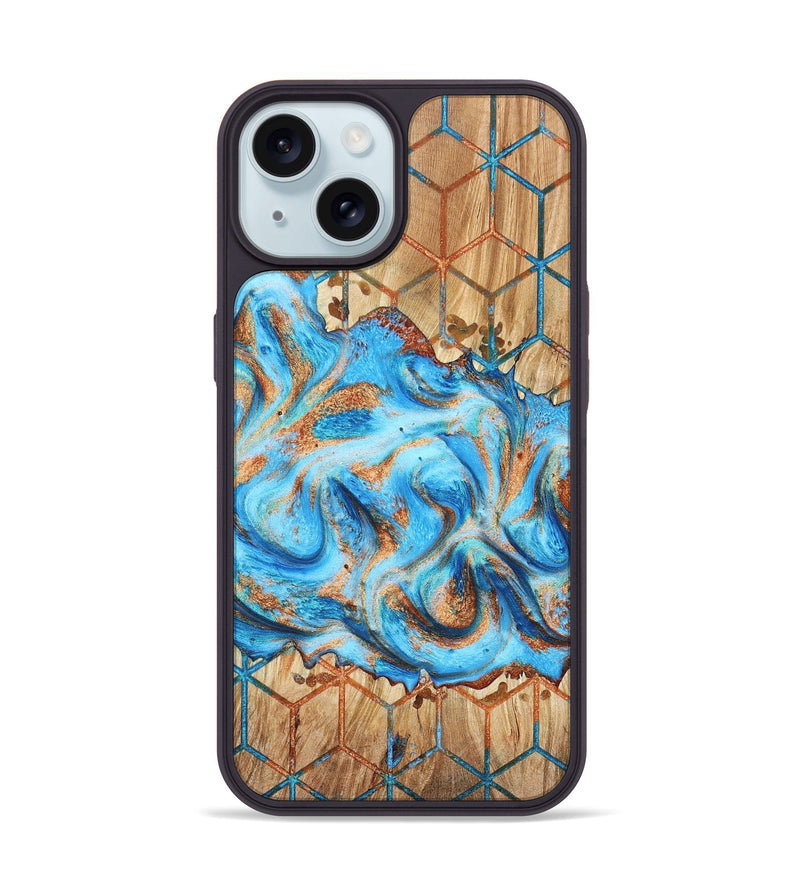 iPhone 15 Wood+Resin Phone Case - Antonio (Pattern, 668631)