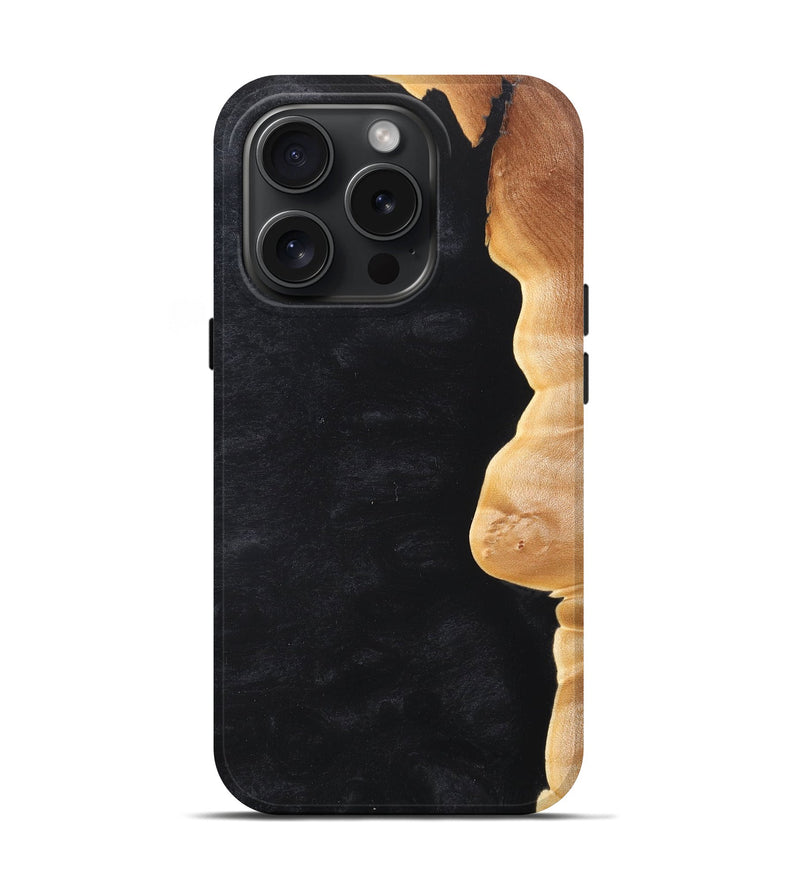 iPhone 15 Pro Wood+Resin Live Edge Phone Case - Mikaela (Pure Black, 668693)