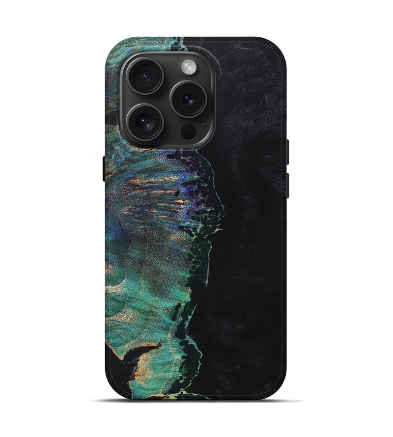 iPhone 15 Pro Wood+Resin Live Edge Phone Case - Mabel (Pure Black, 668694)