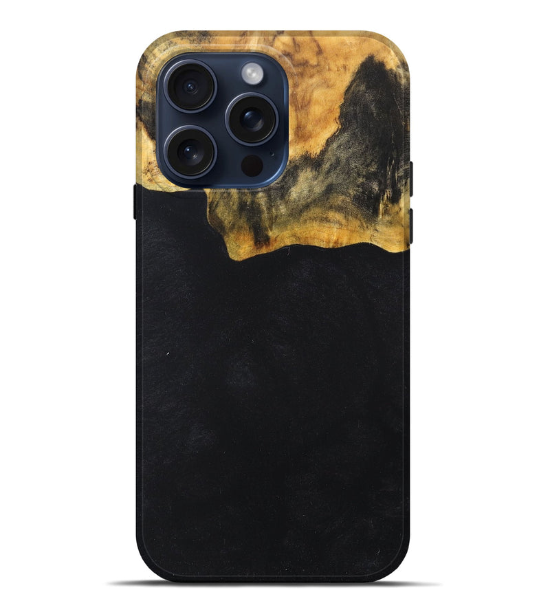 iPhone 15 Pro Max Wood+Resin Live Edge Phone Case - Eddie (Pure Black, 668696)