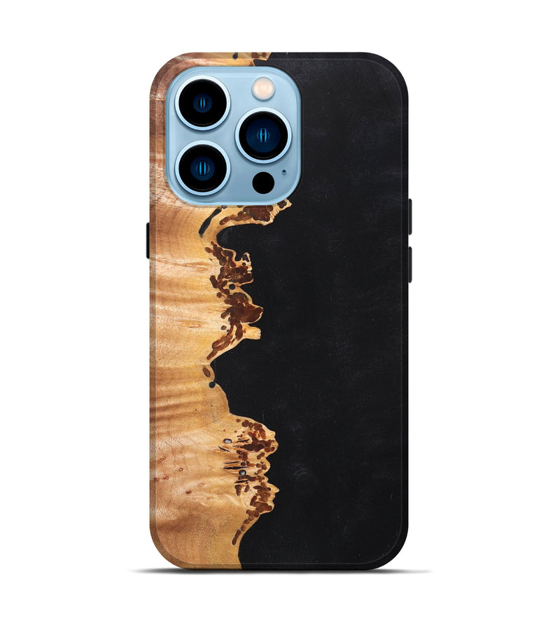 iPhone 14 Pro Wood+Resin Live Edge Phone Case - Roosevelt (Pure Black, 668697)