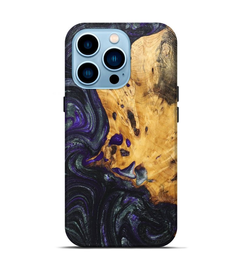 iPhone 14 Pro Wood+Resin Live Edge Phone Case - Bette (Purple, 668705)