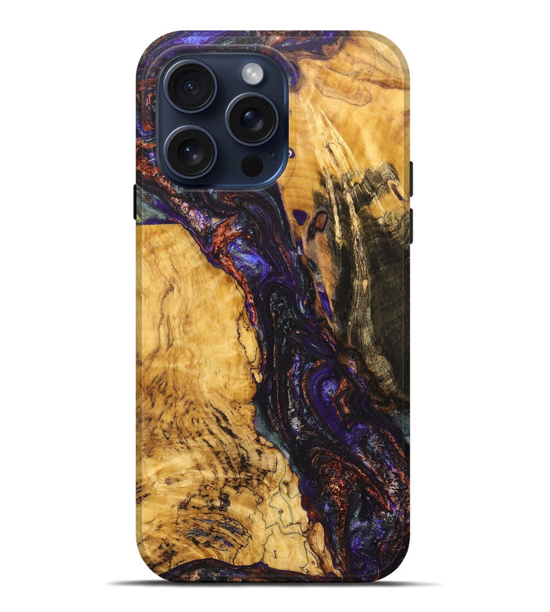 iPhone 15 Pro Max Wood+Resin Live Edge Phone Case - Loretta (Purple, 668706)