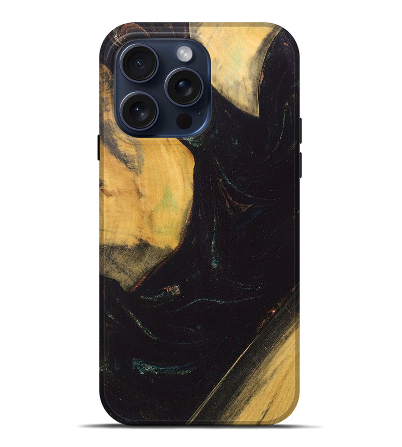 iPhone 15 Pro Max Wood+Resin Live Edge Phone Case - Virginia (Green, 668710)