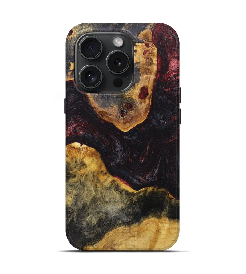 iPhone 15 Pro Wood+Resin Live Edge Phone Case - Sydney (Red, 668713)