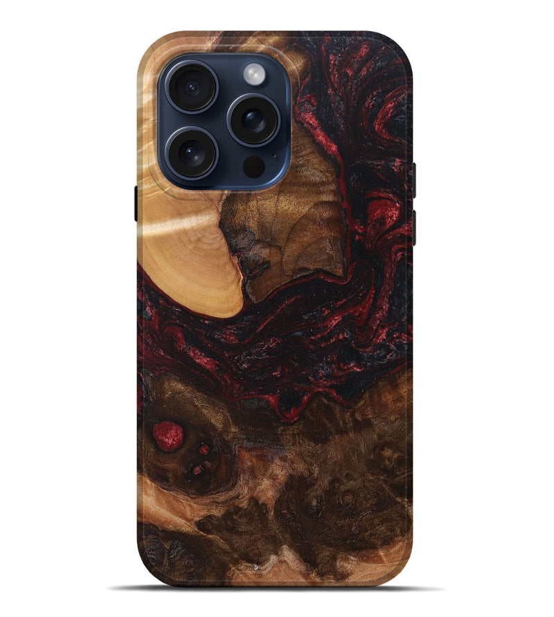 iPhone 15 Pro Max Wood+Resin Live Edge Phone Case - Alexus (Red, 668715)
