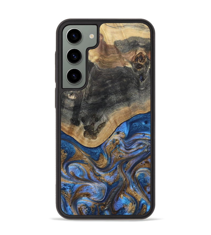 Galaxy S23 Plus Wood+Resin Phone Case - Hope (Teal & Gold, 668773)