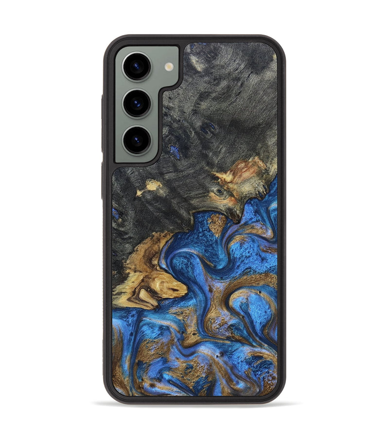 Galaxy S23 Plus Wood+Resin Phone Case - Lena (Teal & Gold, 668775)