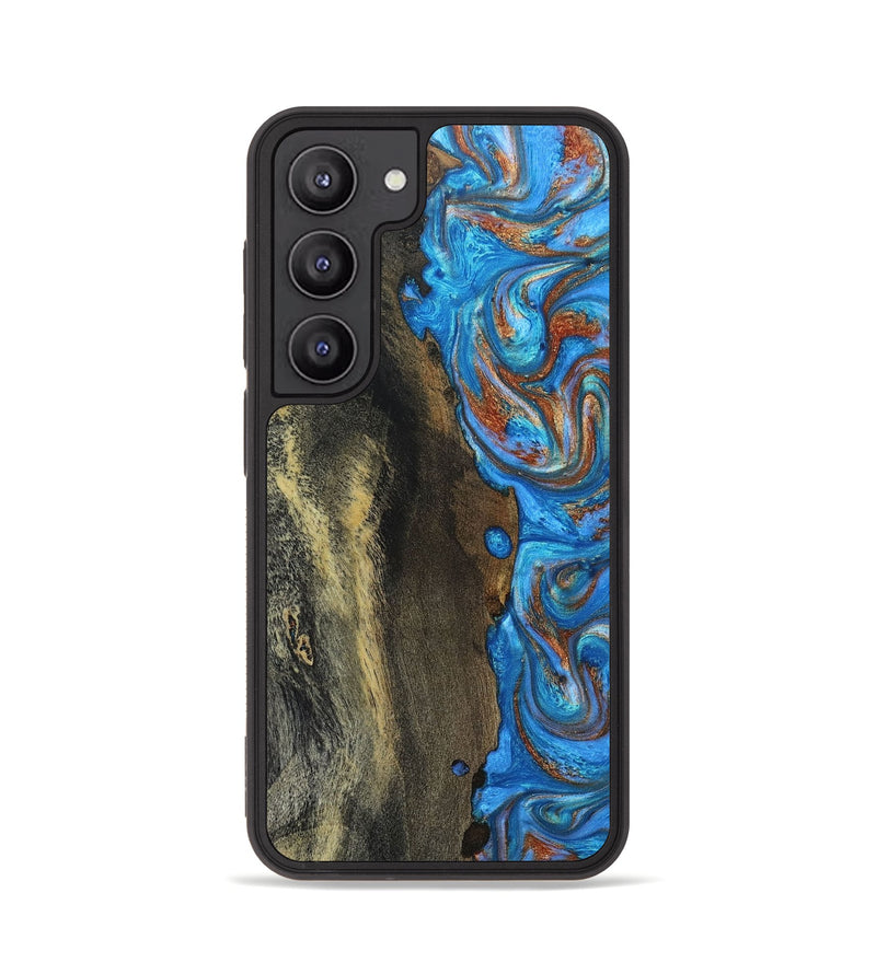 Galaxy S23 Wood+Resin Phone Case - Jeanette (Teal & Gold, 668797)