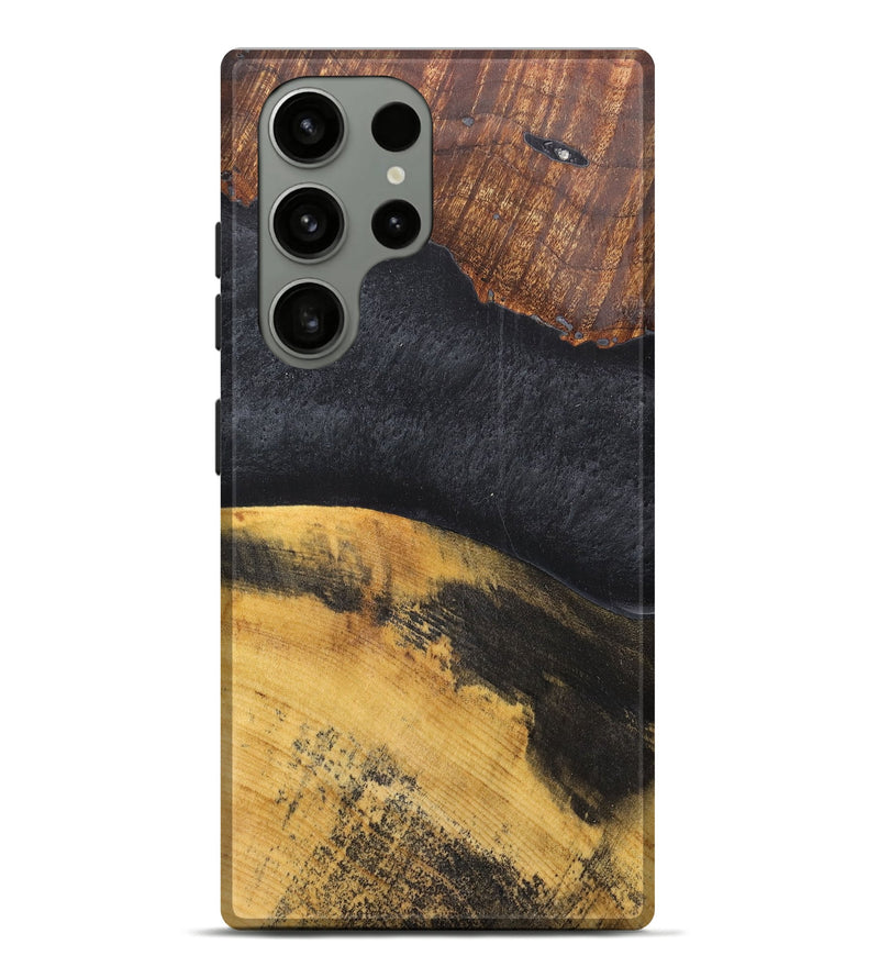 Galaxy S23 Ultra Wood+Resin Live Edge Phone Case - Kason (Pure Black, 668831)