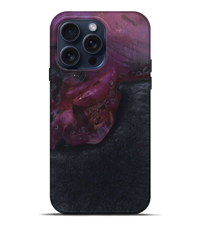 iPhone 15 Pro Max Wood+Resin Live Edge Phone Case - Herman (Pure Black, 668832)