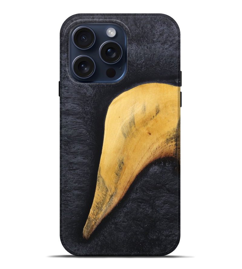 iPhone 15 Pro Max Wood+Resin Live Edge Phone Case - Leslie (Pure Black, 668834)
