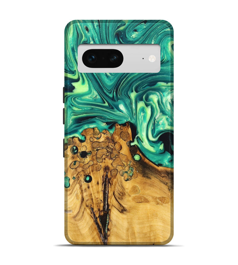 Pixel 7 Wood+Resin Live Edge Phone Case - Geraldine (Green, 668836)