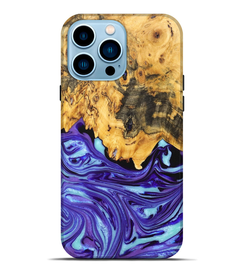 iPhone 14 Pro Max Wood+Resin Live Edge Phone Case - Haisley (Purple, 668840)