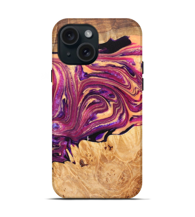 iPhone 15 Wood+Resin Live Edge Phone Case - Colby (Purple, 668841)