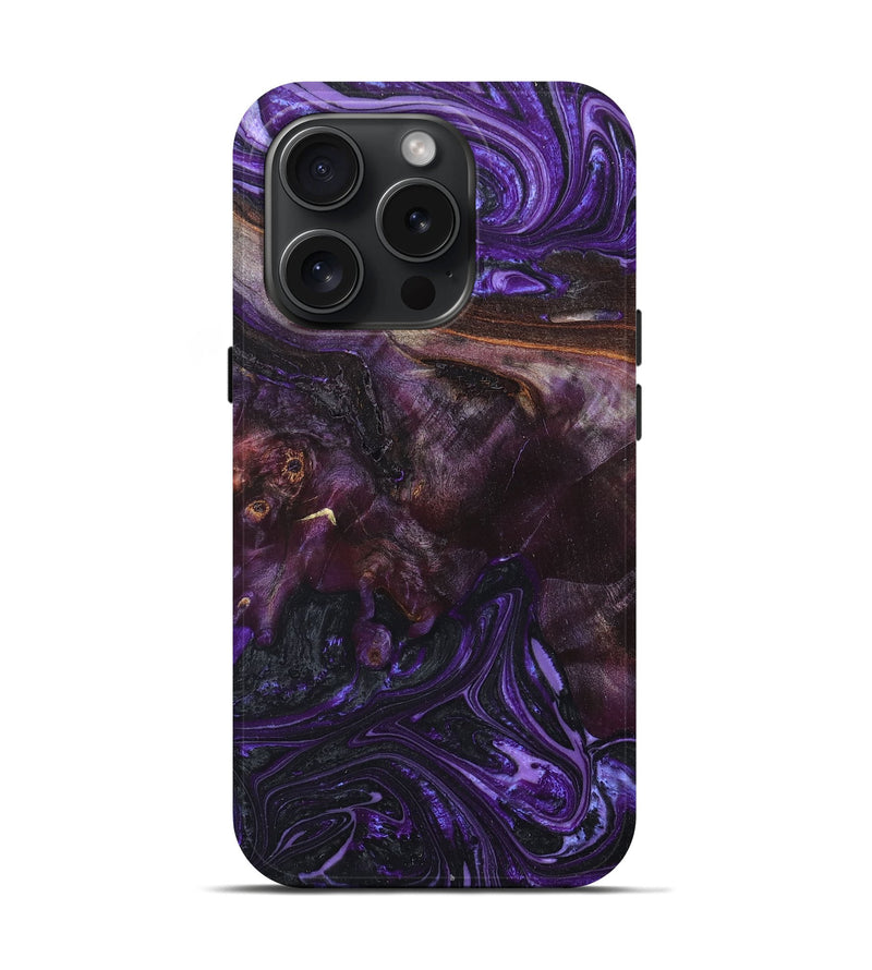 iPhone 15 Pro Wood+Resin Live Edge Phone Case - Kinsley (Purple, 668844)