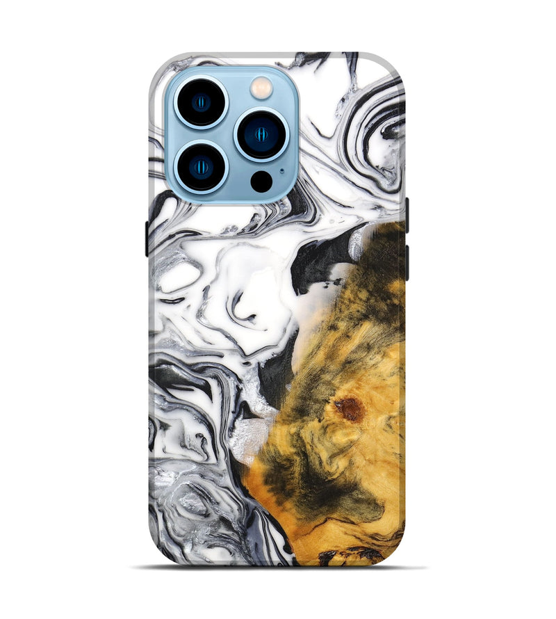iPhone 14 Pro Wood+Resin Live Edge Phone Case - Leigh (Black & White, 668848)