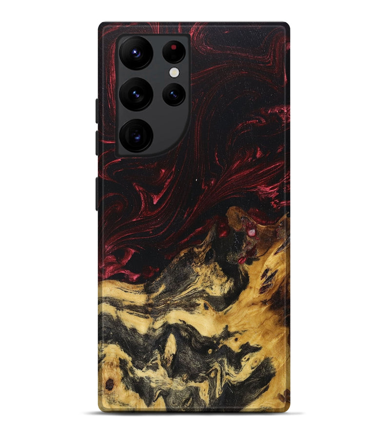 Galaxy S22 Ultra Wood+Resin Live Edge Phone Case - Lora (Red, 668868)