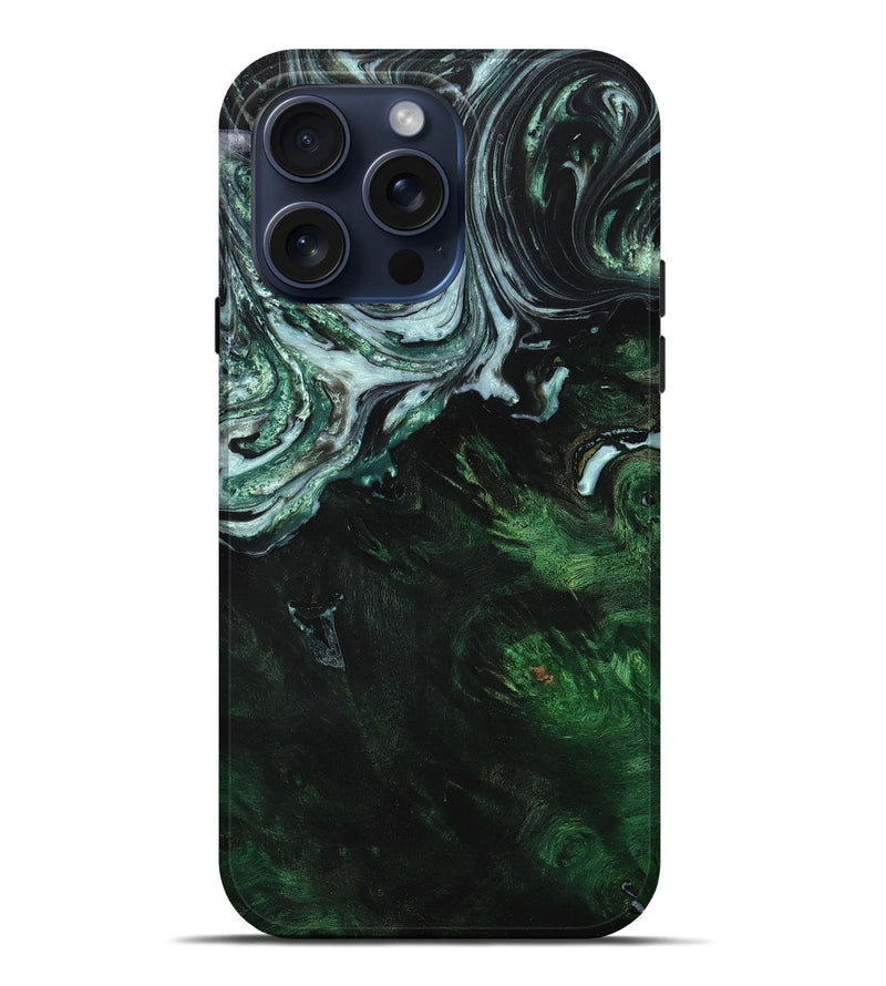 iPhone 15 Pro Max Wood+Resin Live Edge Phone Case - Imani (Green, 669083)