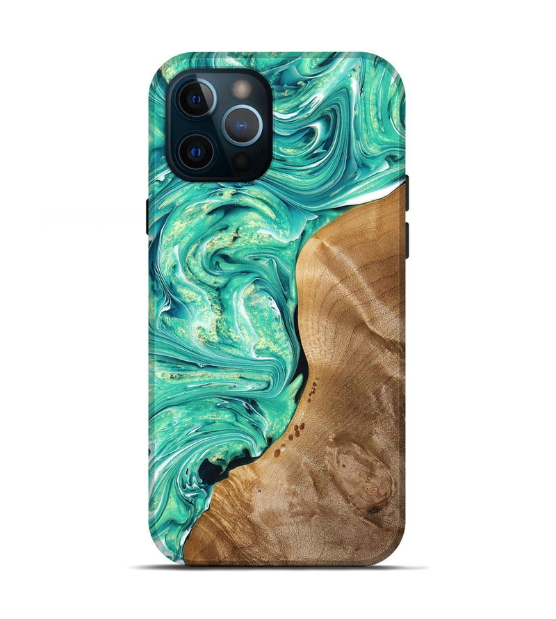 iPhone 12 Pro Wood+Resin Live Edge Phone Case - Jakob (Green, 669084)