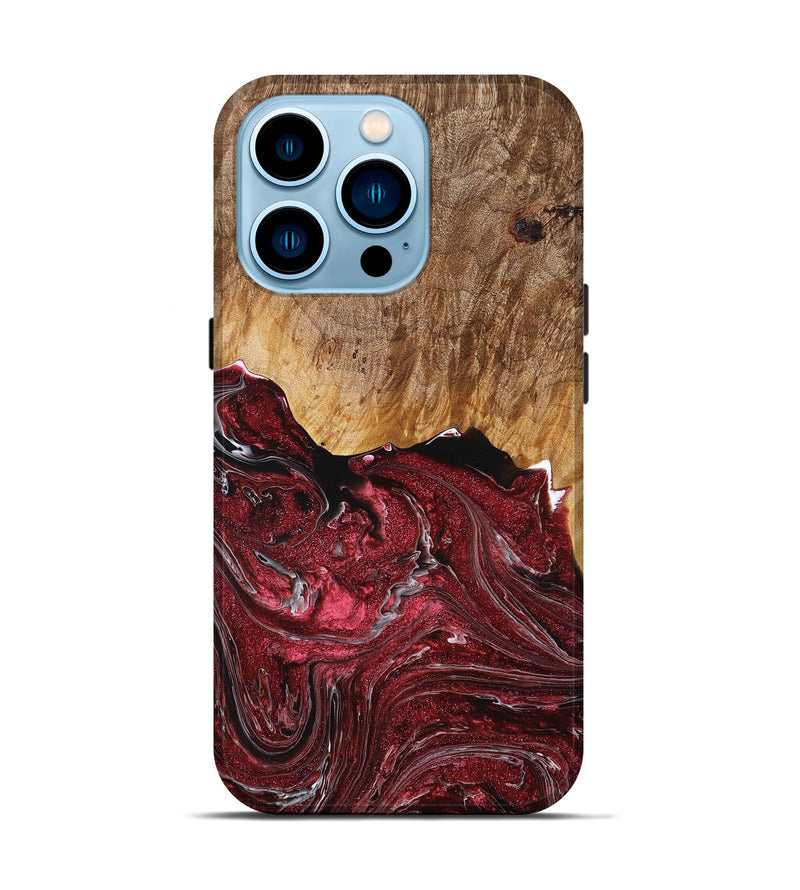 iPhone 14 Pro Wood+Resin Live Edge Phone Case - Xander (Red, 669097)