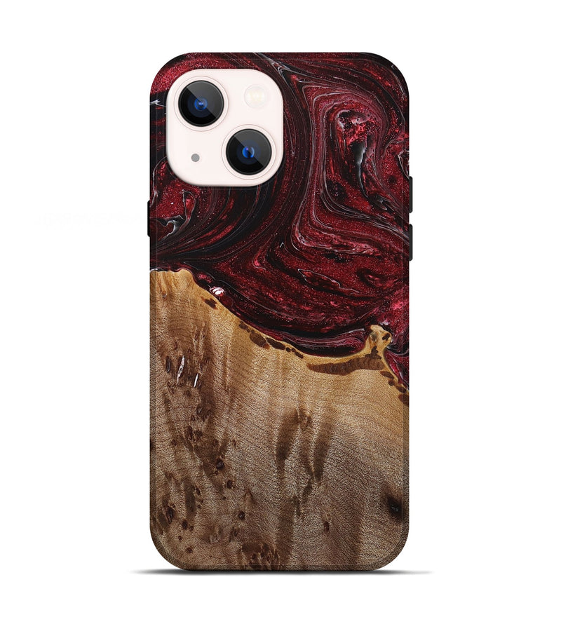 iPhone 13 Wood+Resin Live Edge Phone Case - Hazel (Red, 669098)