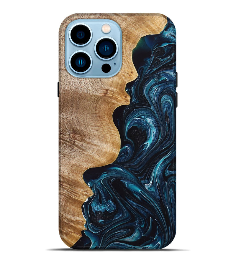 iPhone 14 Pro Max Wood+Resin Live Edge Phone Case - Iva (Green, 669110)