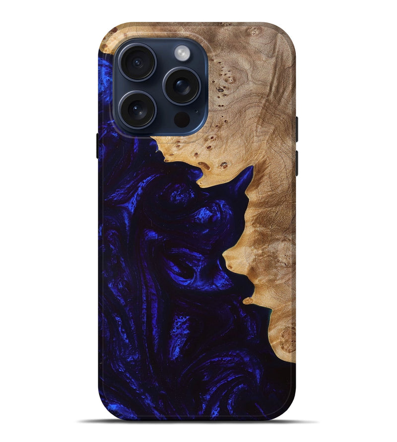 iPhone 15 Pro Max Wood+Resin Live Edge Phone Case - Dorothy (Blue, 669114)